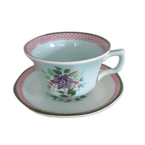 Adams Mandalay Green oversized teacup saucer Calyx Ware English ironstone